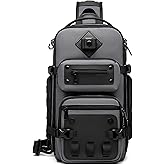 OZUKO Tactical Backpack Chest Sling Bags for Men, Waterproof Crossbody Shoulder Daypack for Outdoor Walking Hiking Trekking (Dark gray)