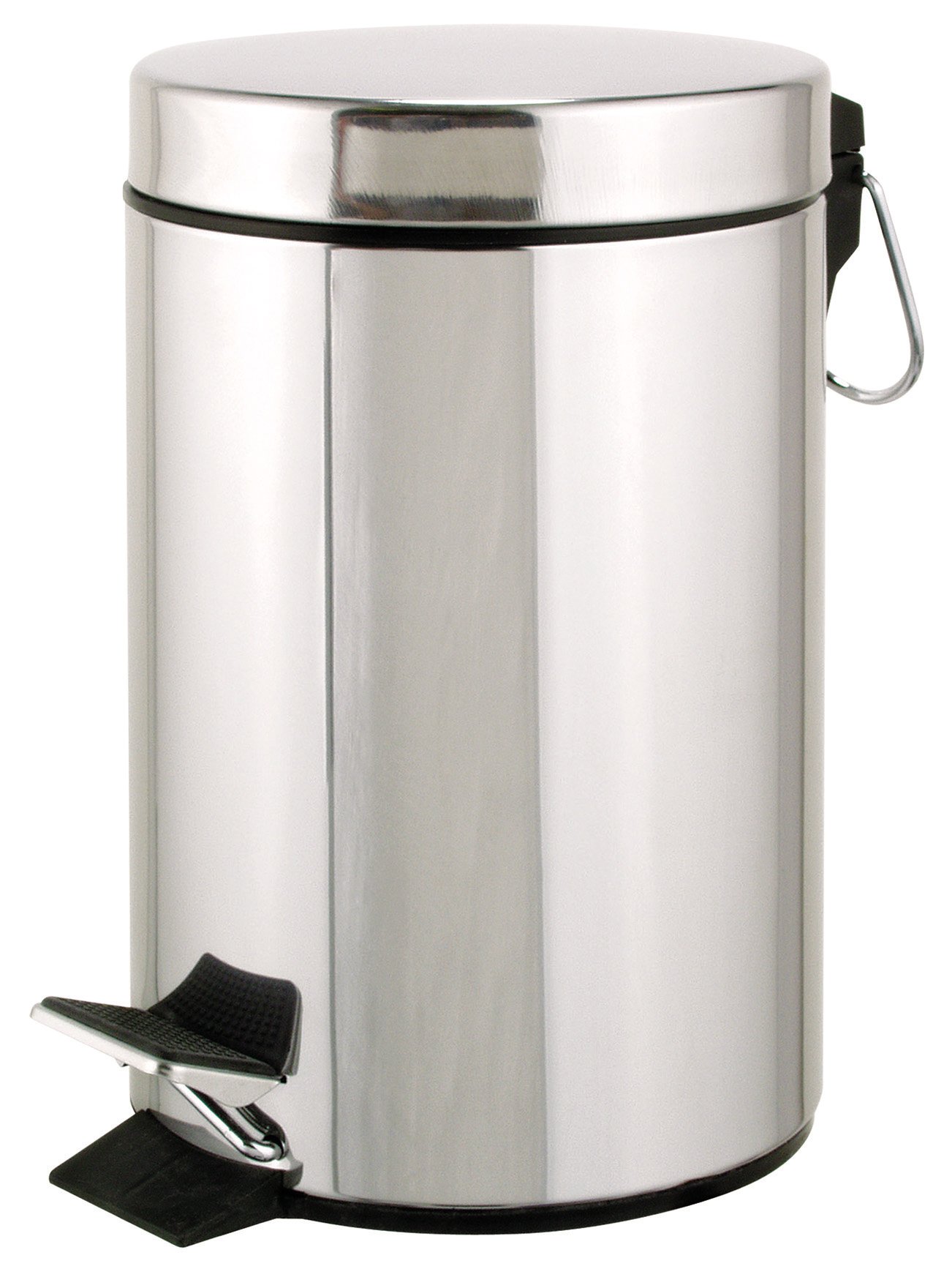 axentia in silver stainless steel waste bin with pedal, plastic insert, ideal for kitchen and bathroom, 3L