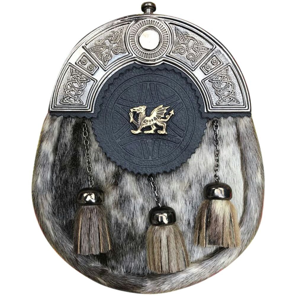Scottish Kilt Sporrans Badge Style Welsh Dragon Antique Finish/Mens Kilt Sporran