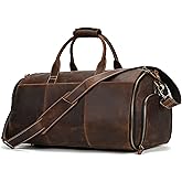 Leather Garment Bag for Men, Convertible Carry on Garment Duffel Bag for Travel Weekender Bag 2 in 1 Hanging Suitcase Suit Bag