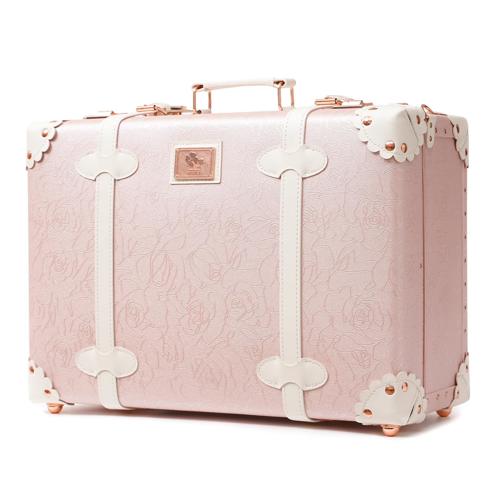 Photo 1 of urecity Vintage and Cute Carry-on Overnight Case Non-wheeled Mini Leather Trunk Suitcase with Shoulder Strap