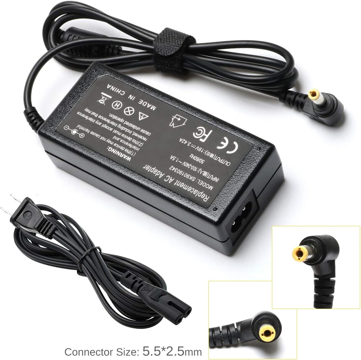 65W AC Adapter Charger Replacement for Toshiba Laptop E45T E55 E55T C55 C55D C55T C75 C655 C850 C855D L55 L75 L655 PA3714U-1ACA PA3822U-1ACA PA3917U-1ACA