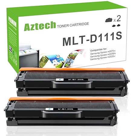 Aztech 2 Pack Kompatibel für Samsung MLT-D111S MLT D111S für Toner Samsung Xpress M2070 Samsung Xpress M2026 M2022w M2022 M20