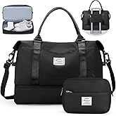 Travel Duffel Bag with Shoes Compartment, Carry on Overnight Weekender Bags for Women, For Spirit Airlines 18x14x8 Personal Item Bag