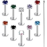 Xnsjeyy 20G 18G 16G Astm F136 Titanium Internal Thread Flat Back Earrings Nose Studs Tragus Helix Conch Cartilage Lobe Earrings Medusa Labret Snake Bite Monroe Lip Ring Piercing Jewelry For Women Men