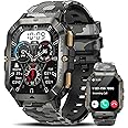 Military Smart Watches for Men (Answer/Make Calls), Watches for Men with Blood Pressure/Heart Rate/Sleep/100+ Sport Modes, 2.02'' Fitness Smart Watch, Waterproof Fitness Tracker for Android and iPhone