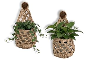 Macrame Plant Hanger, 2 Pack Indoor Hanging Plant Holder, Pot Sturdy Hanging Basket Indoor, Space Saving Crochet Boho Home De