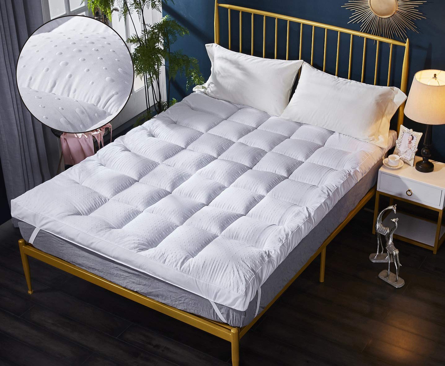 High Living Microfibre Mattress Topper New 3d Massage Bubbles Fabric 4 Inch 10cmsuper Soft Heavy Fill Box Stitched And Elasticated Corner Straps King Riadjanoub Mattress Pads Bedding Linens