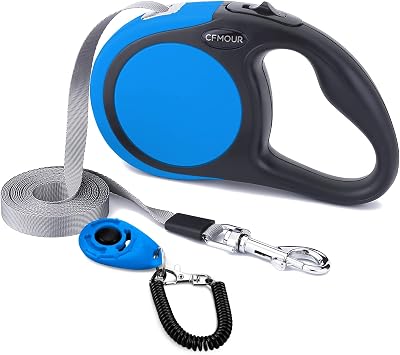 Cfmour Retractable Dog Lead 5m 20kg Blue Heavy-Duty Extendable Leash