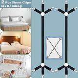 Tanxan Adjustable Bed Sheet Clips, Heavy Duty 2 Pcs Set, Secure Fit view 2