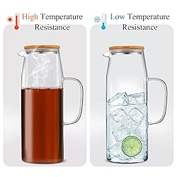 Hsei 2 Sets Glass Pitcher with Lid, 67.6 oz / 2000