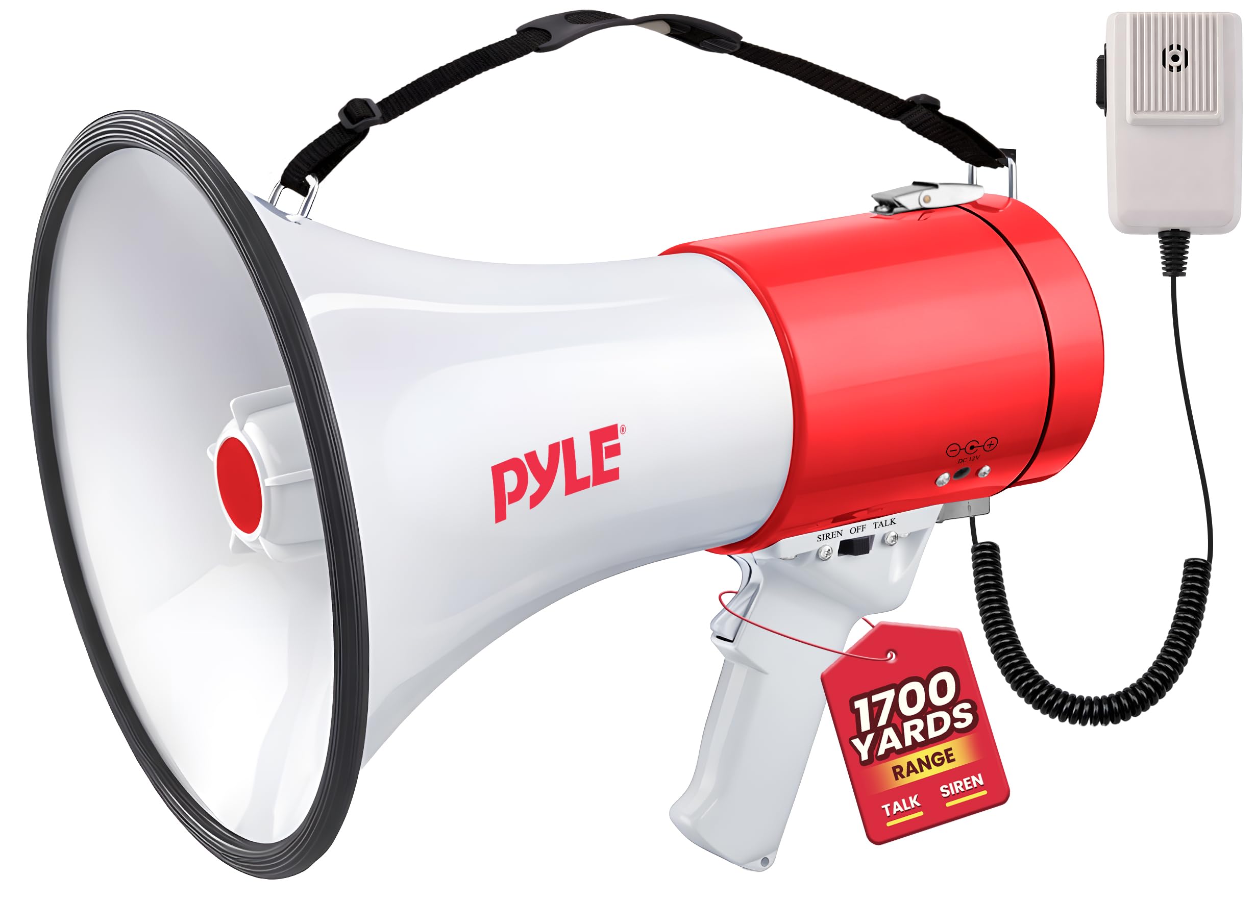 Pyle Megaphone Speaker PA Bullhorn 50W – Long Range 365 Metres with Built In Siren and Record Function for Sports, Events, Safety and Crowd Management