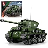 Reobrix Sherman M4 Tank Building Block Set, WW2 Military Vehicles Building Toy, 1:30 Scale Medium Tank Model Kit, Gift for Te