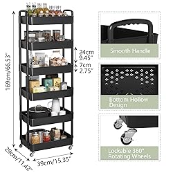 Sywhitta 6-Tier Plastic Rolling Utility Cart with