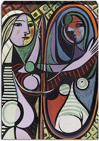 Amazon De Canvashop Moderne Bilder Pablo Picasso Frau Spiegel Auf Leinwand Aus Baumwolle Xxl