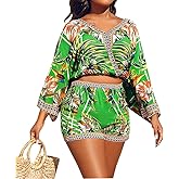 LalaLin Women's Sexy 2 Piece Outfits Floral Print Casual Short Pants Loose Beach Outfit Sets