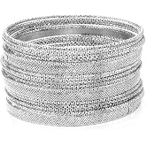 Ensoul Multiple Textured Metal Bracelets &amp; Bangles Set for Women 18Pcs/Set