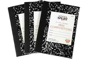 School Smart Mini Composition Book, 3-1/4 x 4-1/2 Inches, 50 Sheets, Assorted Size, Assorted Color, Pack of 3