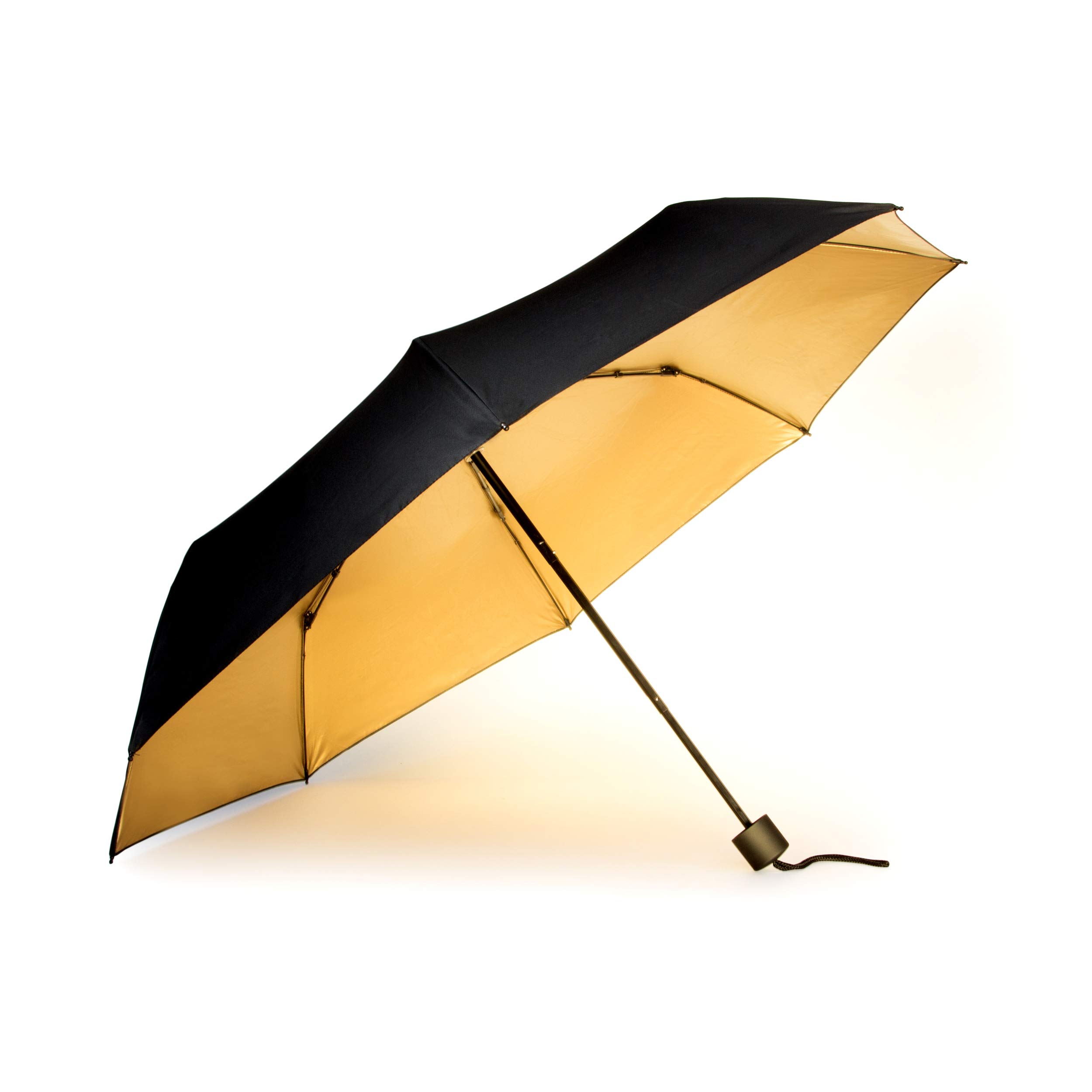 Suck UK - Black And Gold Windproof Umbrella | Travel Umbrella | Lightweight Compact Umbrellas | Folding Umbrellas | Manual Telescope Brolley | Strong Brolley | Outdoor Essentials