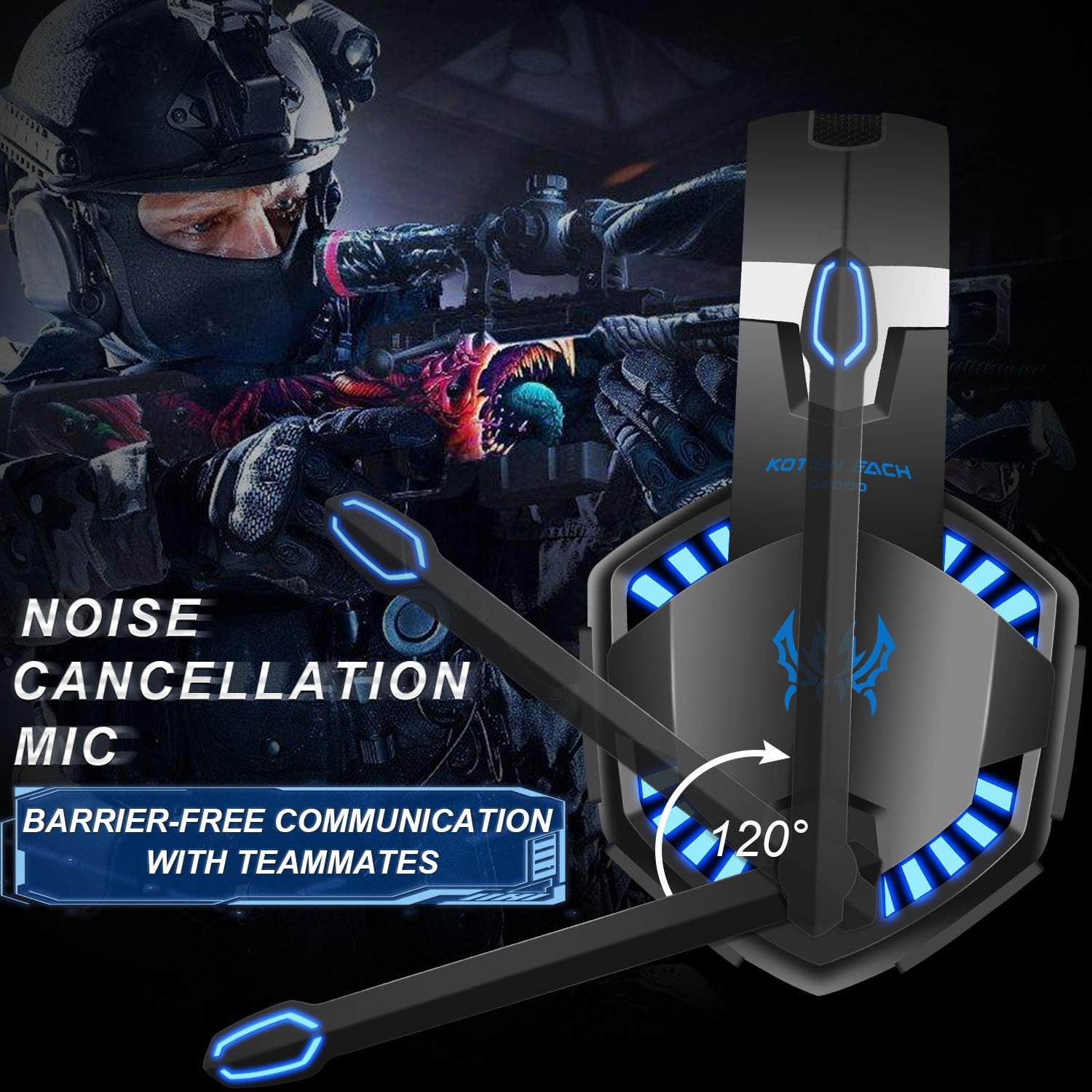 Gaming Headset with Mic for Xbox One,PC,PS4,Over-Ear Headphones with Volume Control LED Light Cool Style Stereo,Noise Reduction for Laptops,Smartphone,Computer,Nintendo Switch: Home Audio & Theater