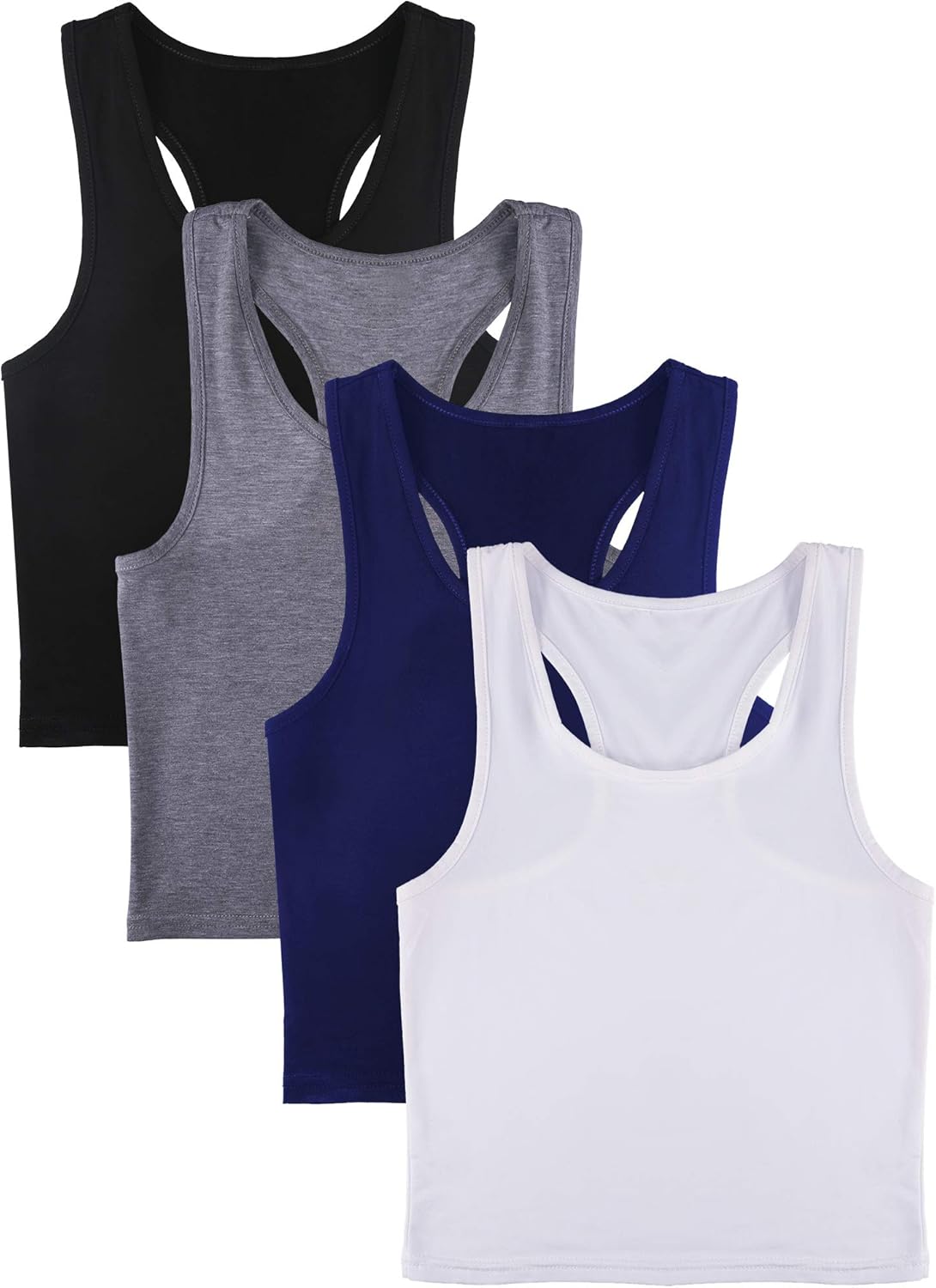 4 Pieces Basic Crop Tank Tops Sleeveless Racerback Crop Sport Cotton Top for Women: Clothing