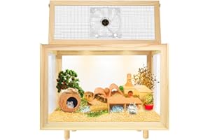 PEJOYT Large Hamster Cages - Wooden Hamster Mice and Rat Habitat with Ventilator Small Animal Cages for Rabbits, Guinea Pigs with Waterproof Bottom Plate