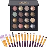 UCANBE 16 Color Baked Eyeshadow Palette with 15PCS Brushes Makeup Set,Matte&Shimmer Blend Eyeshadow for Women&Girls,Highly Pigmented Long Lasting Waterproof Make Up Pallet
