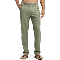 Perry Ellis Men's 100% Linen Drawstring Pant Casual, Bright White, 30W X 32L