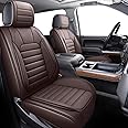 YIERTAI Truck Seat Covers for Chevy Chevrolet Silverado GMC Sierra Custom Fit 2007-2025 1500 2500 3500HD Trail Boss Z71 Crew Double Extended Cab Waterproof Leather(5 PCS Full Set/Brown)