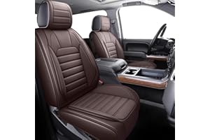 YIERTAI Truck Seat Covers for Chevy Chevrolet Silverado GMC Sierra Custom Fit 2007-2025 1500 2500 3500HD Trail Boss Z71 Crew Double Extended Cab Waterproof Leather(5 PCS Full Set/Brown)