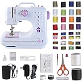Sewing Machine for Beginners & Kids, Mini Portable Sewing Machines with 12 Built-in Stitch Patterns, 2-Speed Foot Pedal, Perfect for Teaching Daughter Granddaughter to Sew(with 27 Pieces Sewing Kit)