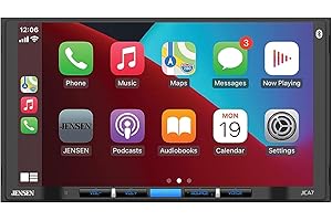 JENSEN J1CA7 7-inch Certified Apple CarPlay Android Auto | Double DIN Touchscreen Car Stereo Radio | Bluetooth Hands Free Calling & Music Streaming | Backup Camera Input | USB Playback & Charging