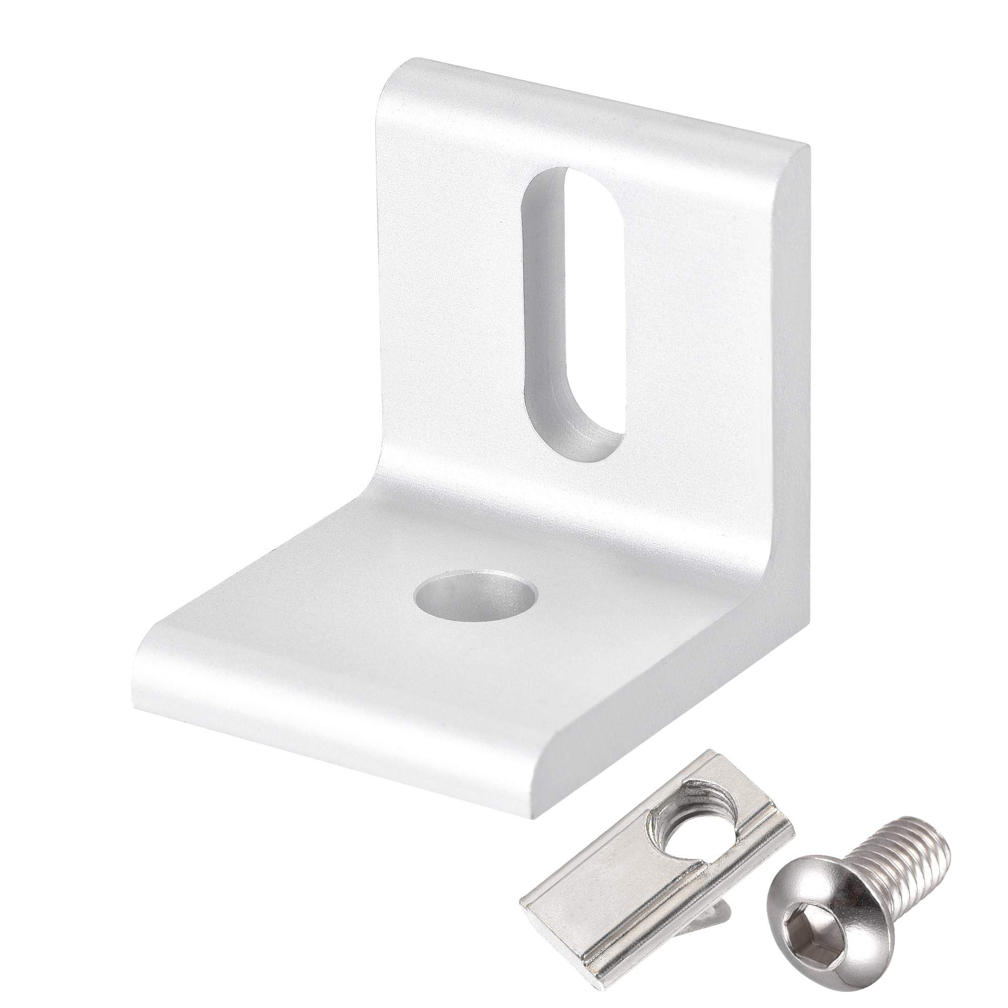 sourcing map Inside Corner Brace Angle Bracket L Shape 40mmx40mmx36mm with M8 Screws and Nut for Aluminum Extrusion Profile 4pcs