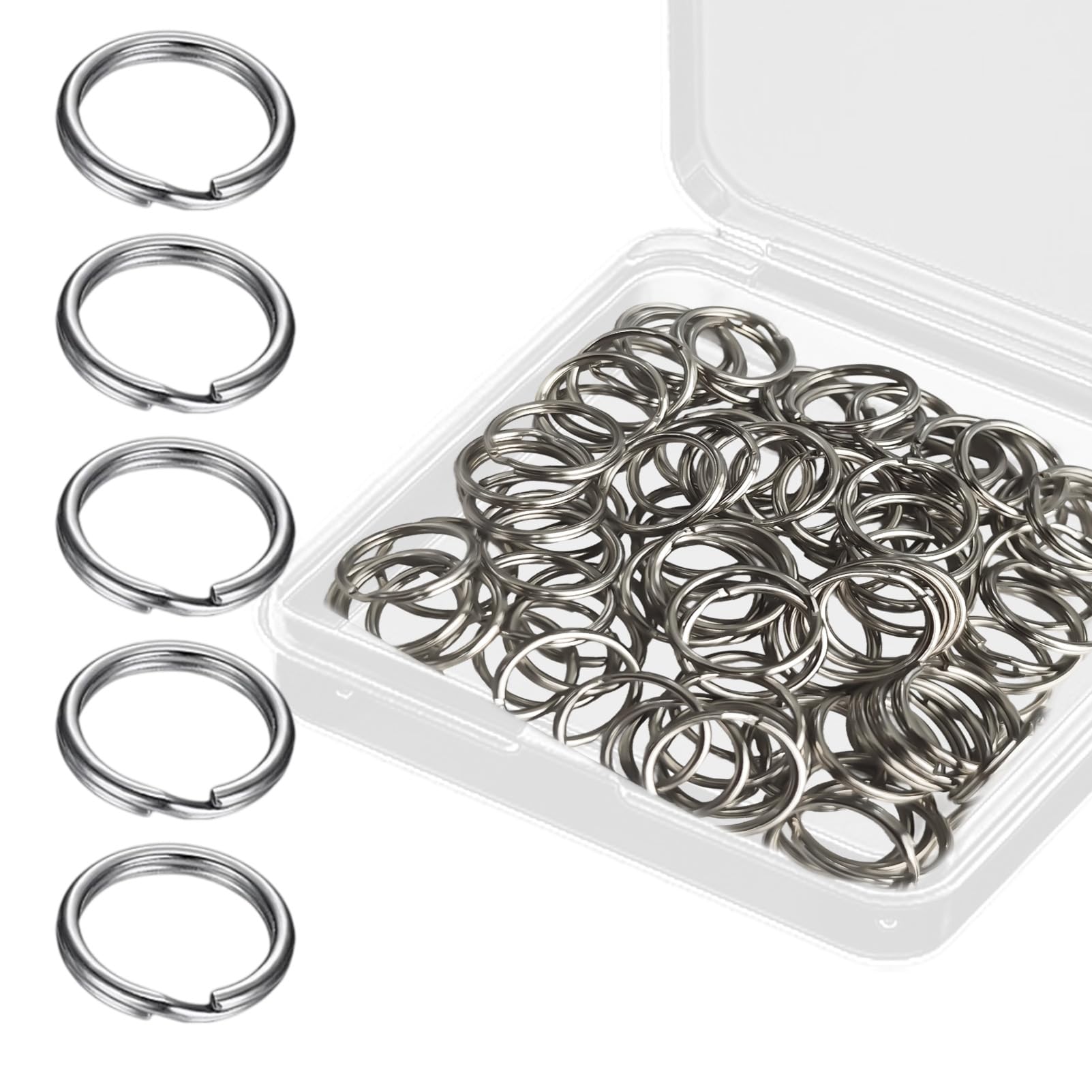 Photo 1 of 1/2" Small Split Key Rings Silver 100 pcs Double Loops Keyring Metal Mini for Keychian Car Jewelry Making DIY Crafts Dog Luggage Tag