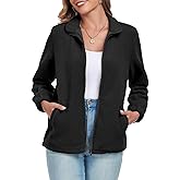 FIOPHY Women's Zip up Fleece Sherpa Jacket Oversize Stand Collar Long Sleeve Fuzzy Casual Jacket with Pocket