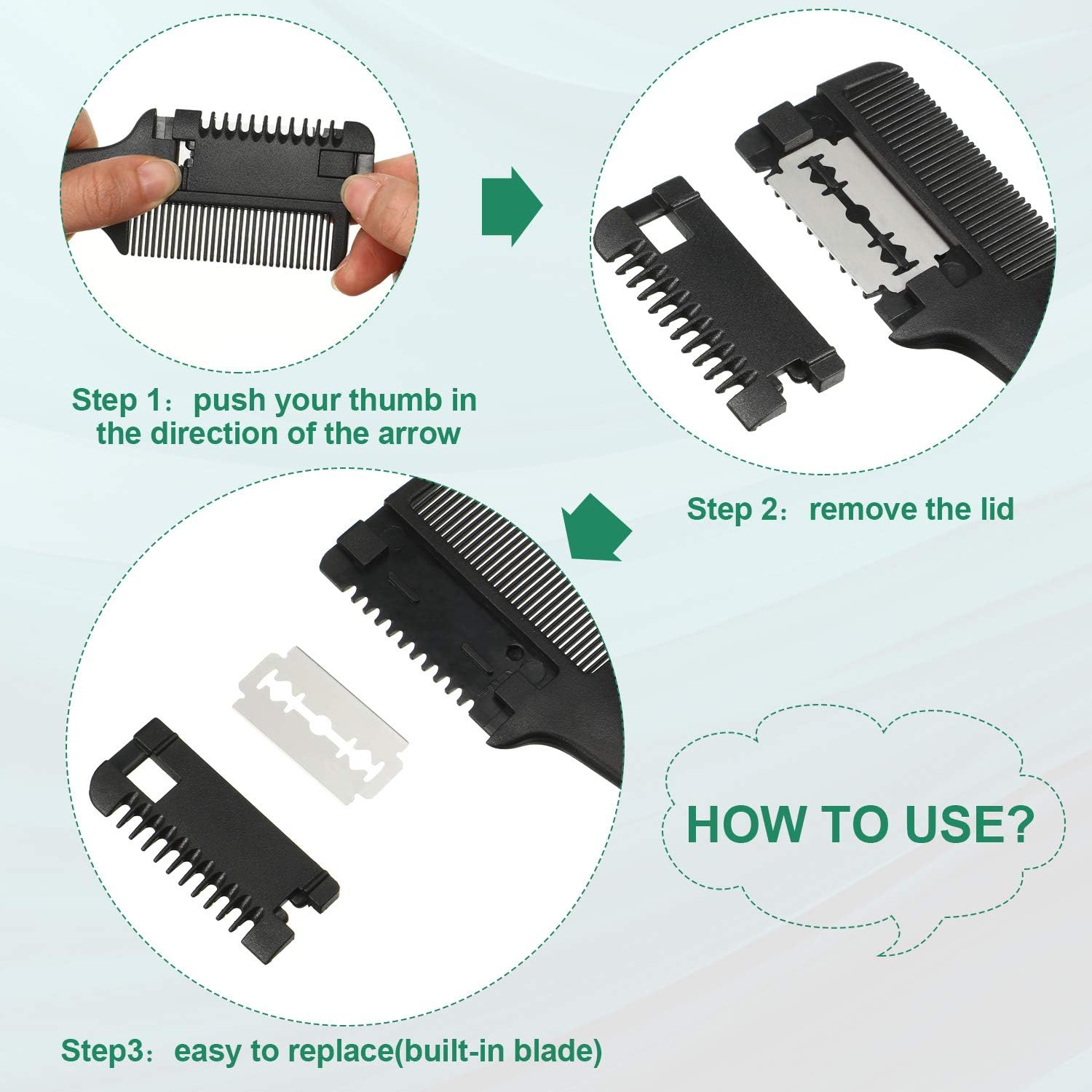Razor Comb Hair Thinner Comb Hair Styling Razor Cutter Razor Scissors Double Sided Styling Razor Tool for Cutting and Styling - Image 5