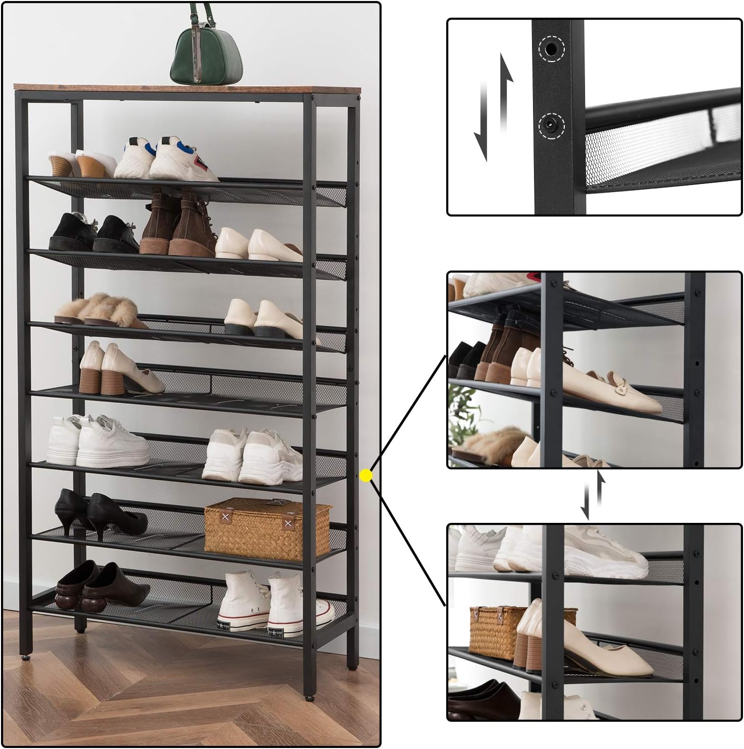 HOOBRO Shoe Rack, Large Capacity Shoe Storage, Tall Shelf for 21-28 works of Shoes - Image 4