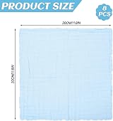 Lanjue 8 Pack Muslin Cloths 12x12 Inch Baby Burp Cloths Cotton Blue view 2