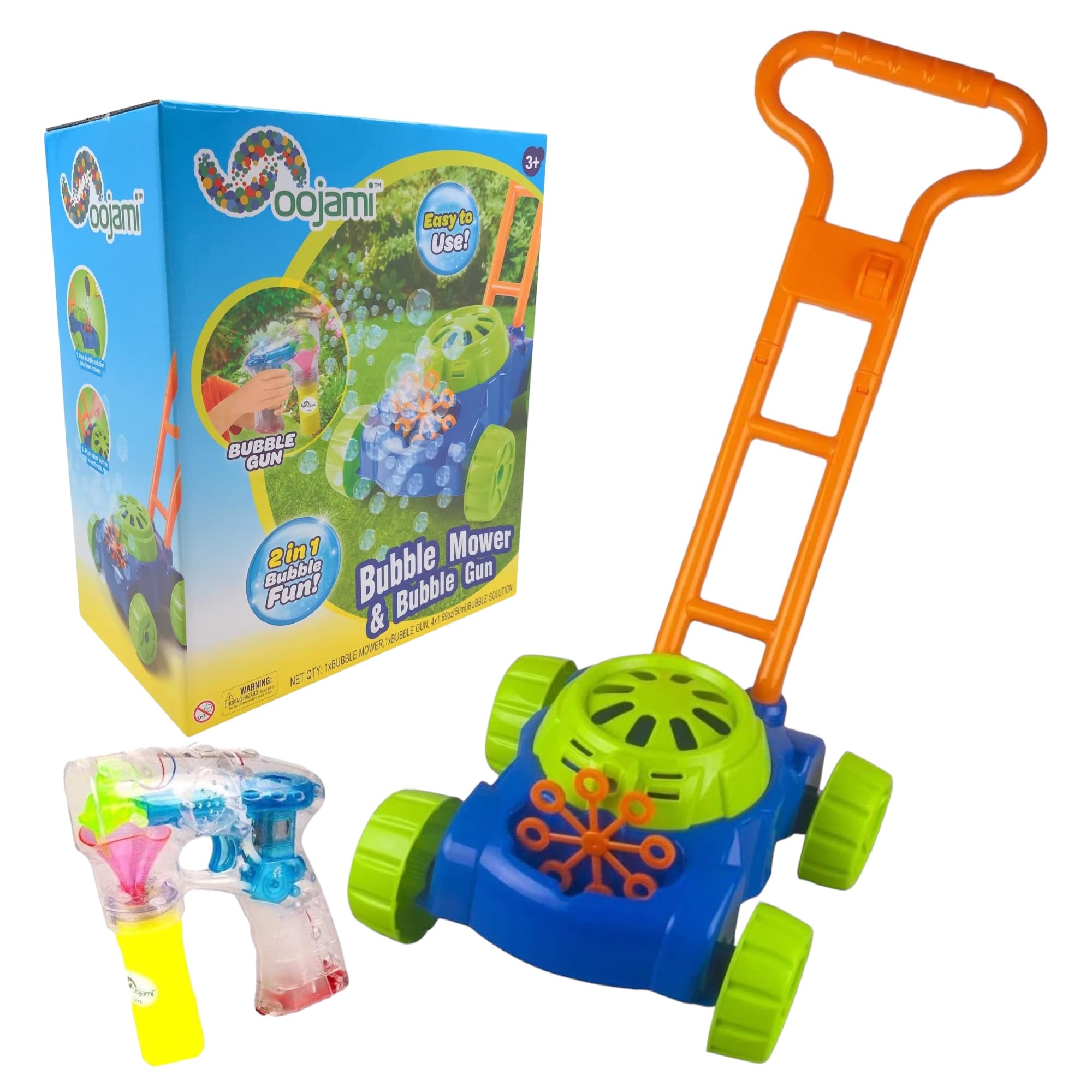 Photo 1 of 2-in-1 Bubble Blower Lawn Mower & Bubble Gun Set - Summer Fun Outdoor Toy for Toddlers Party Game for Ages 3+