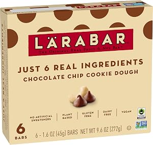 Larabar Chocolate Chip Cookie Dough Fruit and Nut Bars, Gluten Free and Vegan, 6 Ct, 9.6 oz