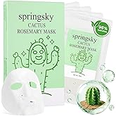 SPRINGSKY Clean Beauty Facial Sheet Mask, Hydrating Face Mask with Cactus & Centella Asiatica, 24HR Long-Lasting Moisture, Fragrance-Free Gentle for Sensitive Dry Skin, 4 Count