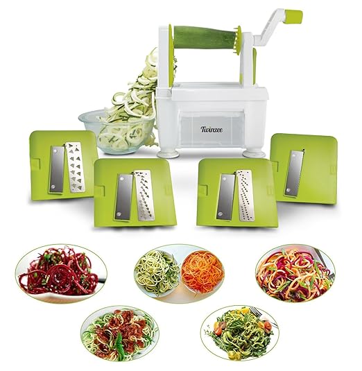 title=Twinzee- Tagliaverdure a spirale, munito di 4 lame intercambiabili, dispone di