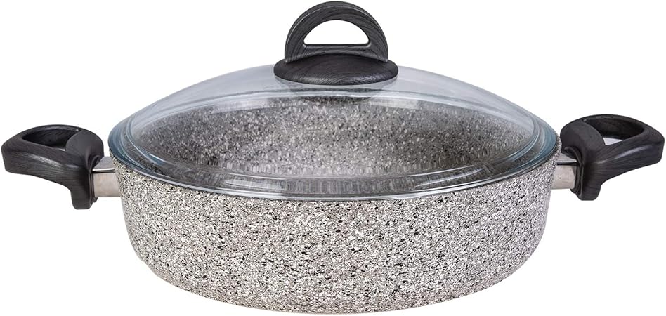 Karaca Dark Silver Bio Granit Flachtopf 30 Cm, Antihaftbeschichtung