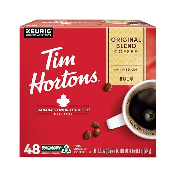 TIM HORTONS ORIGINAL BLEND, GENUINE MEDIUM ROAST COFFEE, SINGLE-SERVE K-CUP PODS, 48CT