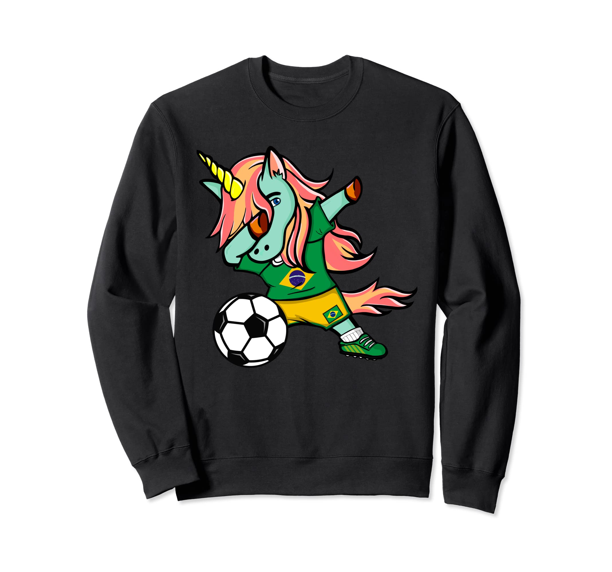 Dabbing Unicorn Brazil Soccer Fans Jersey Brazilian Football Sweatshirt