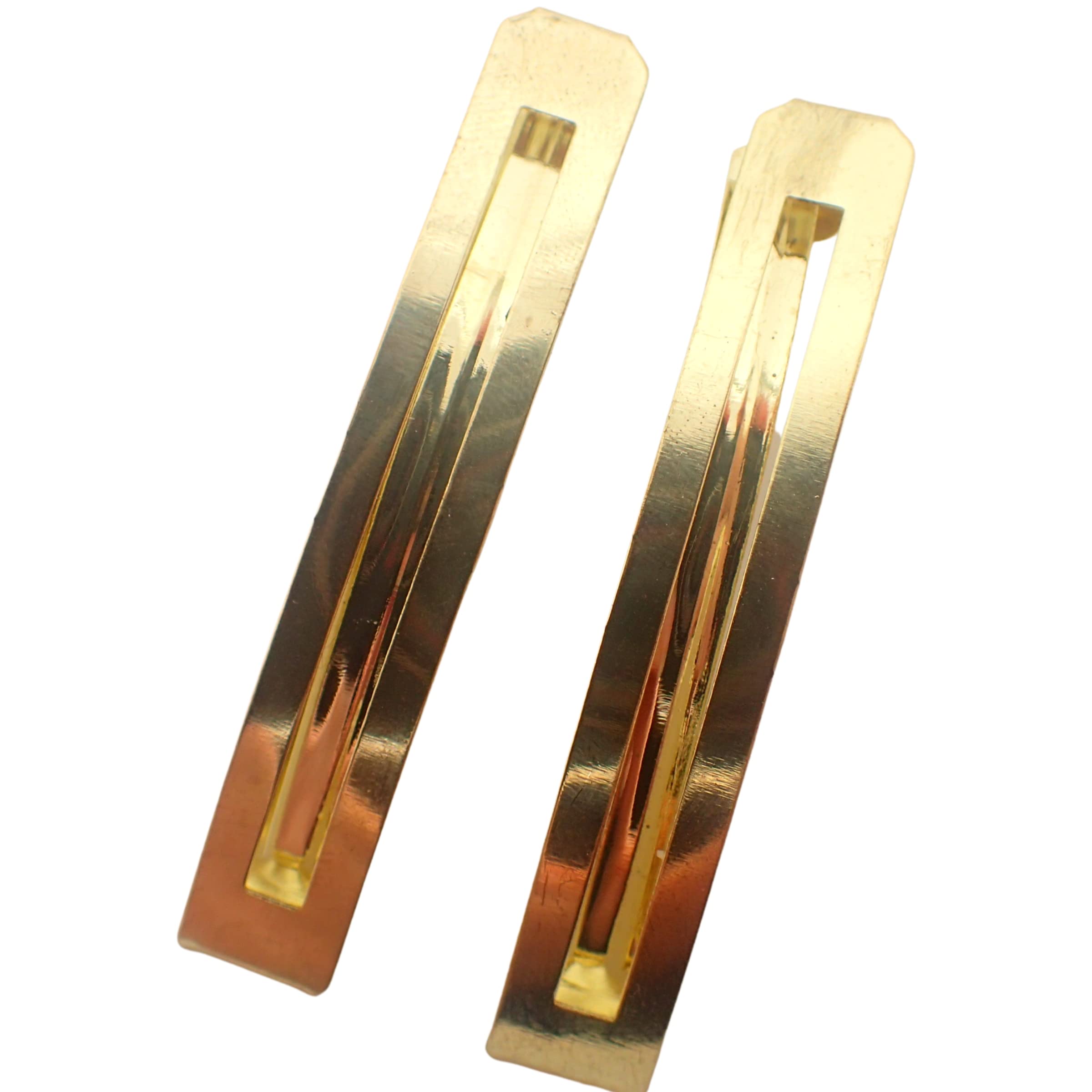 Topkids Accessories 2pcs Open Style Hair Clips, Gold Metal Barrettes for Women (Pack of 1)