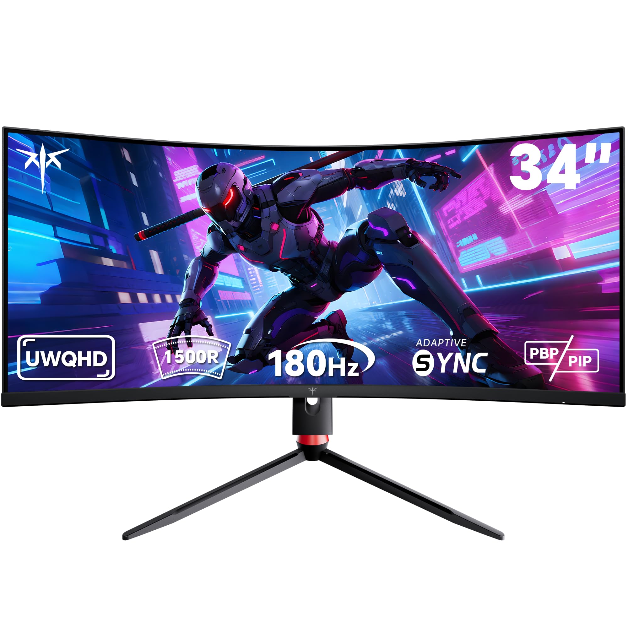 KTC Ultrawide Curved Monitor 34 Zoll, UWQHD (3440 x 1440) 180Hz Gaming Monitor, Adaptive Sync, 21:9 VA Panel 1500R, 1ms MPRT, HDR 10, Verstellbarer Ständer, 2 x DP 1.4, 2 x HDMI 2.0, H34S18S