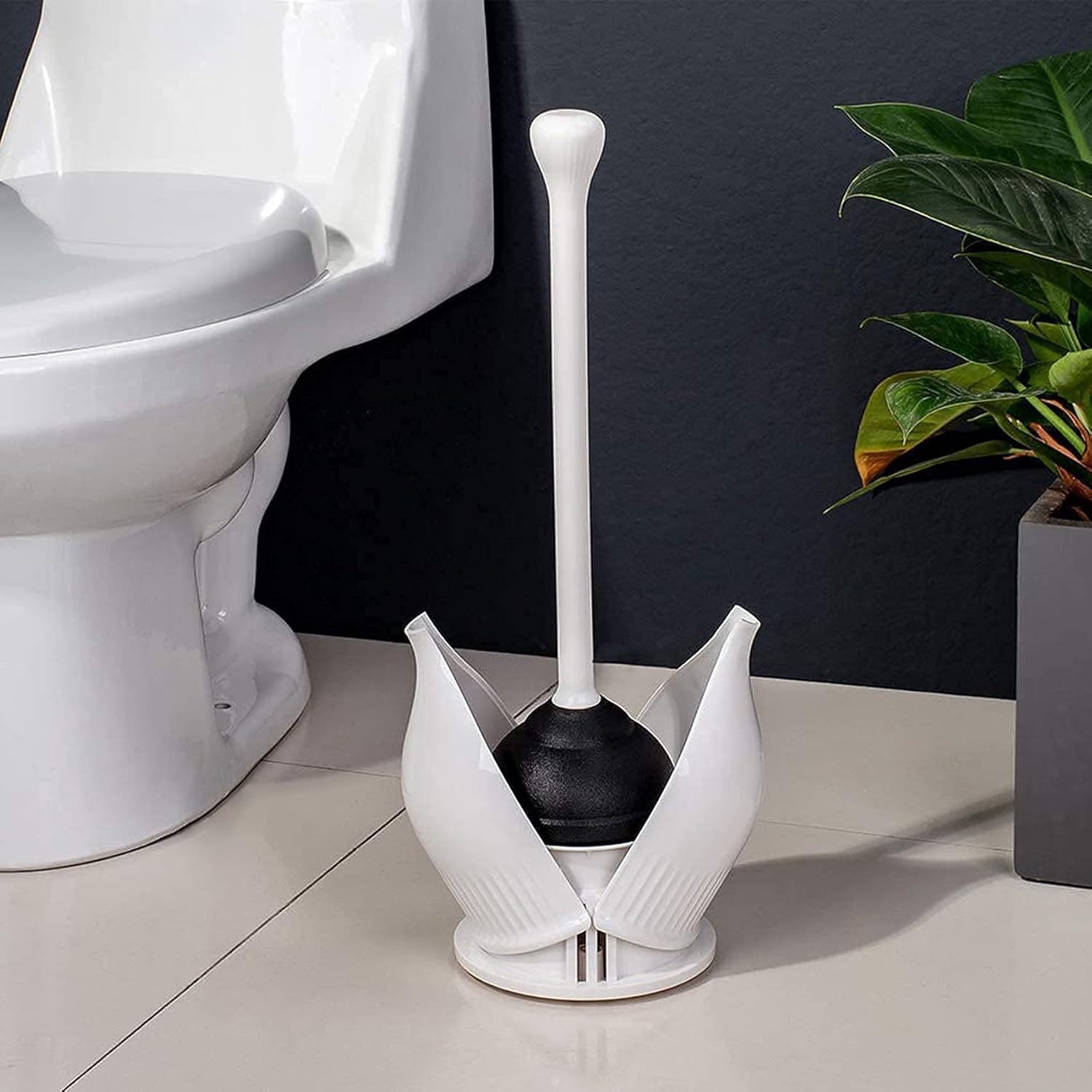 Toilet Plunger, Hideaway Toilet Plunger with Caddy , Plungers for Bathroom with Holder , Heavy Duty Toilet Plunger with Holder - White: Kitchen & Dining