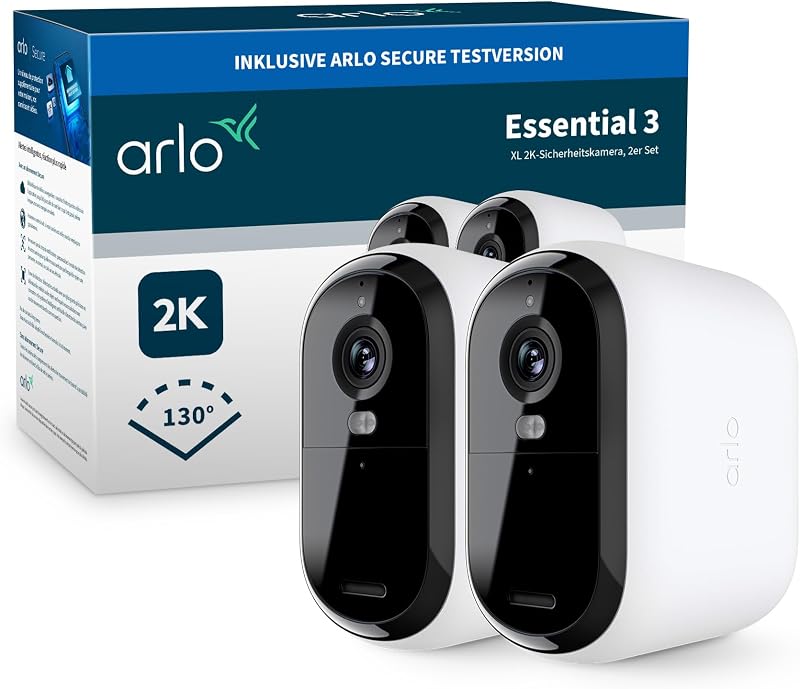 Essential 3 XL 2K Akku Überwachungskamera Aussen, WLAN, 2-Kamera-Set
