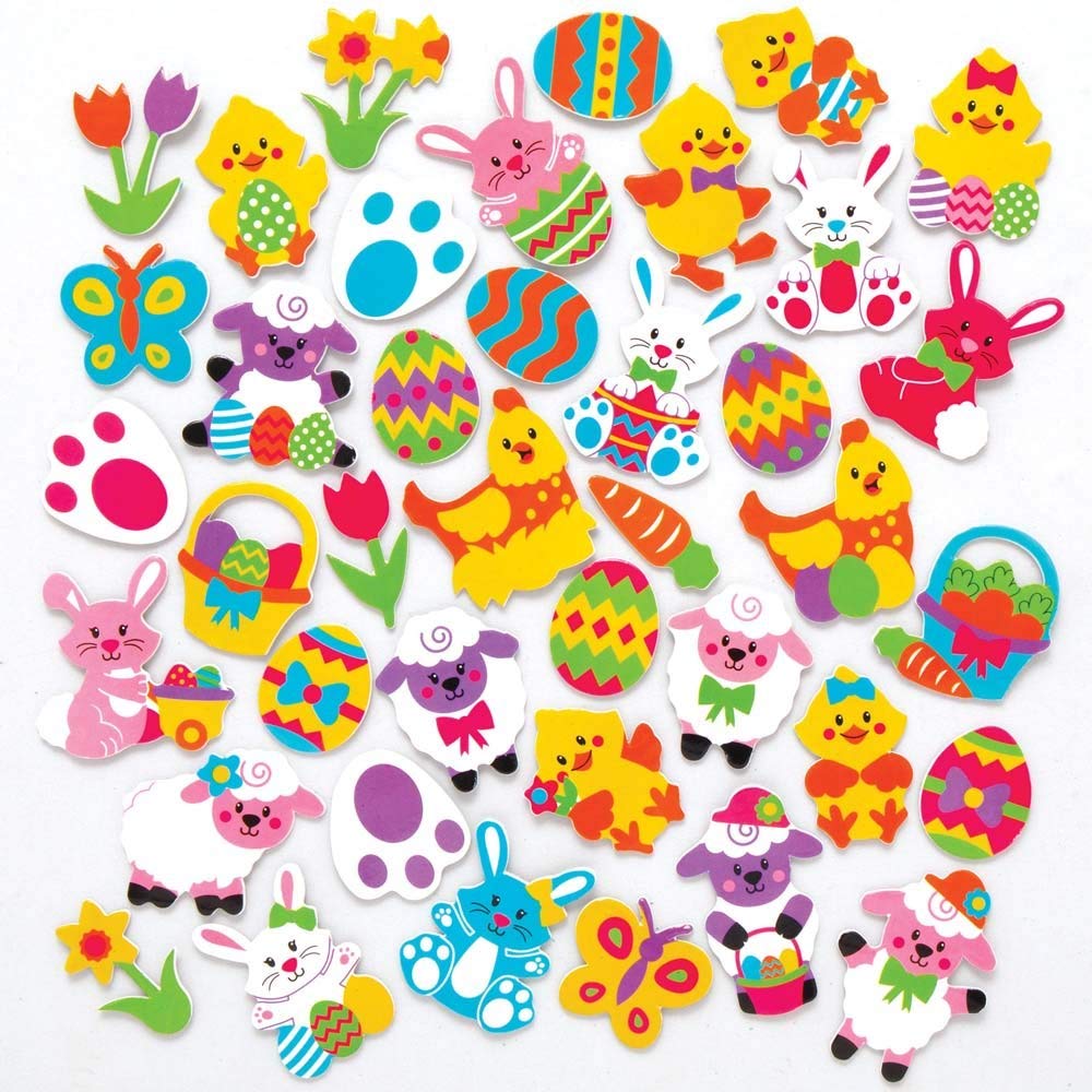 Baker Ross Easter Foam Stickers - Pack of 200, Easter Crafts, Craft For Kids (AX774), Assorted, Pack of 1